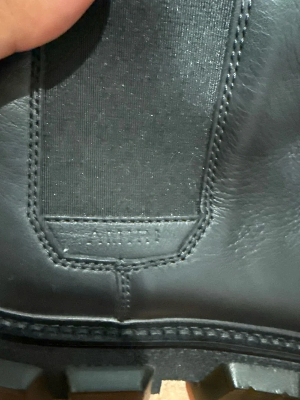 AMIRI Black Leather Chunky Lug Chelsea Boots with Olive-Toned Soles